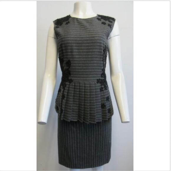 OSCAR DE LA RENTA grey skirt set sz 10/14